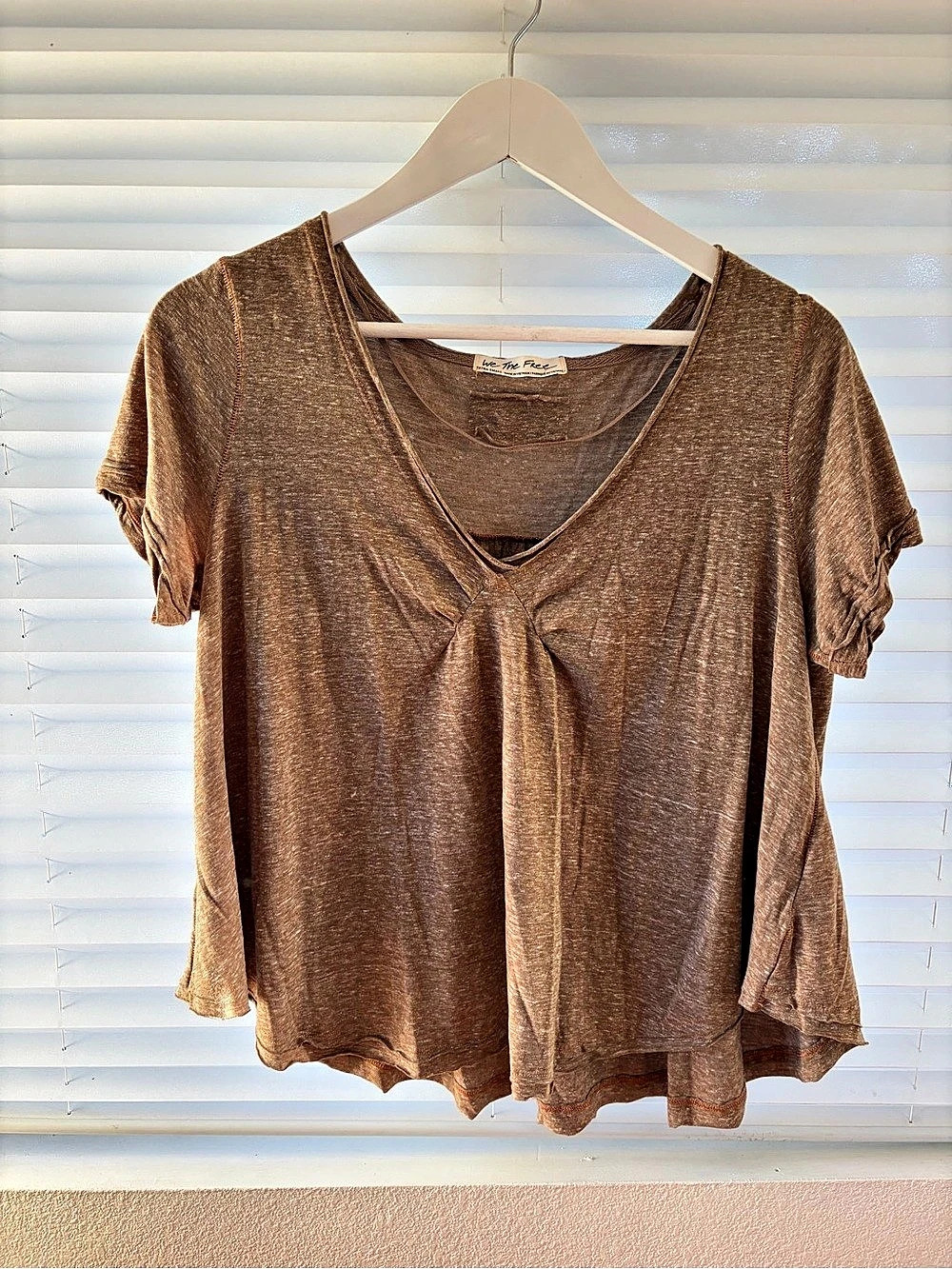 Free People Brown Short Sleeve Top Size XS Like New